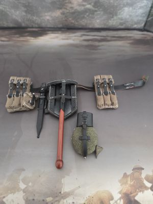 Baldric, Belt, Bayonet, Ammo Pouches, Water bottle, entrenching tool & cover